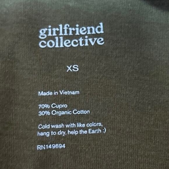Girlfriend Collective Olive Green Crew Neck Short Sleeve Crop T Shirt Top Sz XS - Picture 3 of 3